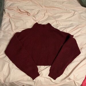 Hollister Burgundy cropped  Turtleneck Sweater